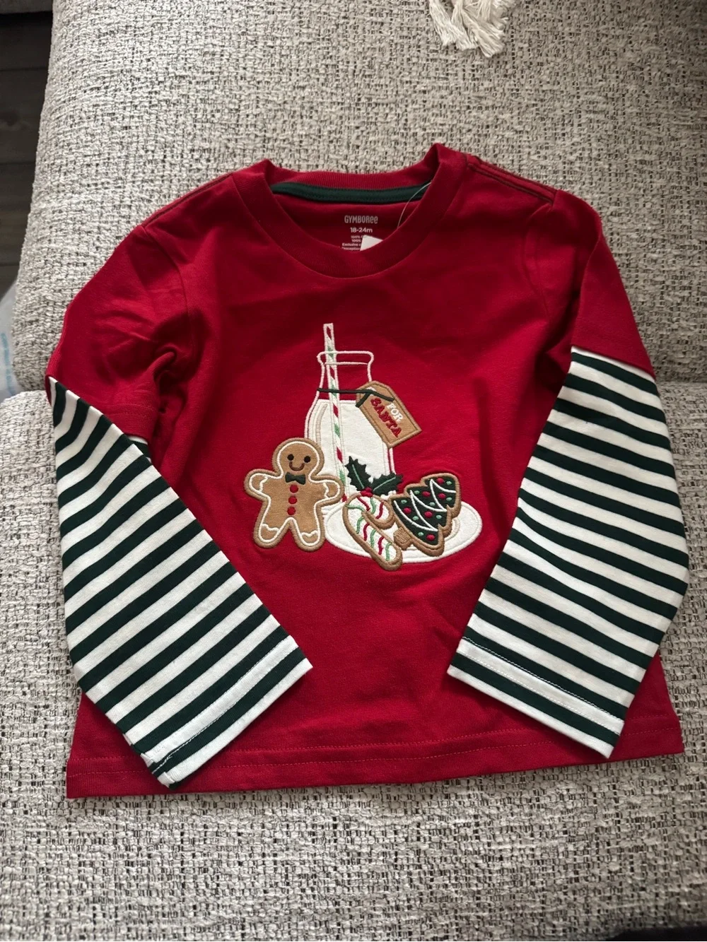 NWT Gymboree Christmas Milk & Cookies Layered Tee 18-24M